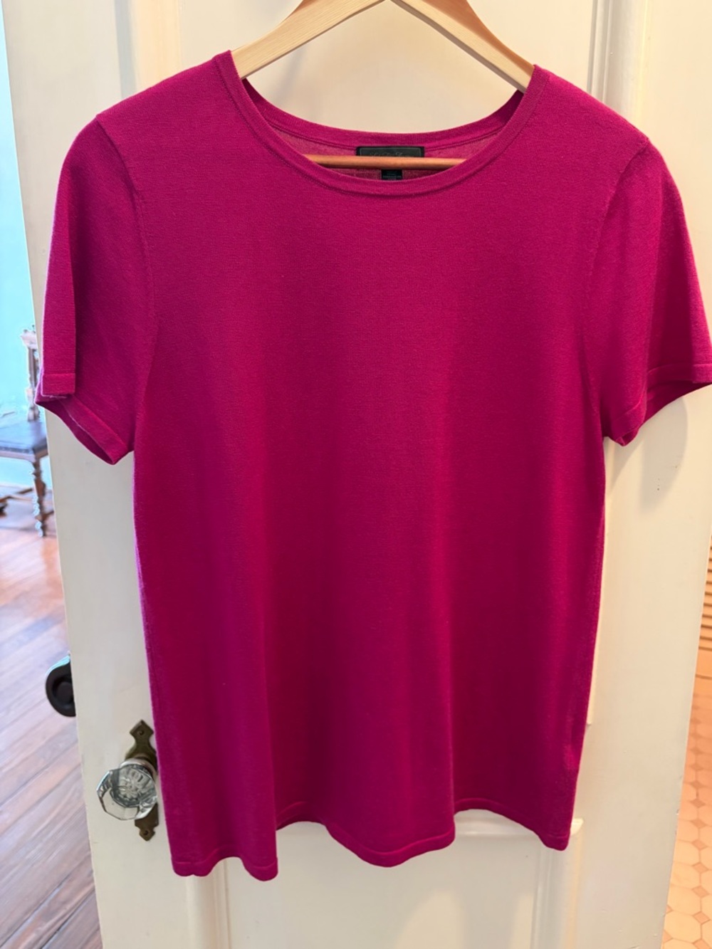 Saks Fifth Avenue Short Sleeve Crewneck Top in Fuchsia